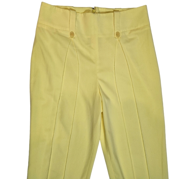 BCBG Maxazria Yellow Pintuck Ankle Dress Pants Size 10 ? Flat Front Work Career - Picture 4 of 16